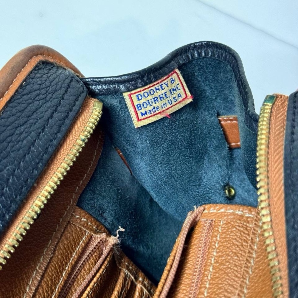 Dooney & Bourke Black Pebbled Leather Double Handle Satchel Bag -VTG Made in USA - Picture 12 of 14